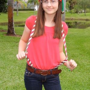 Red Candy Cane Striped Suspenders, pre-loved